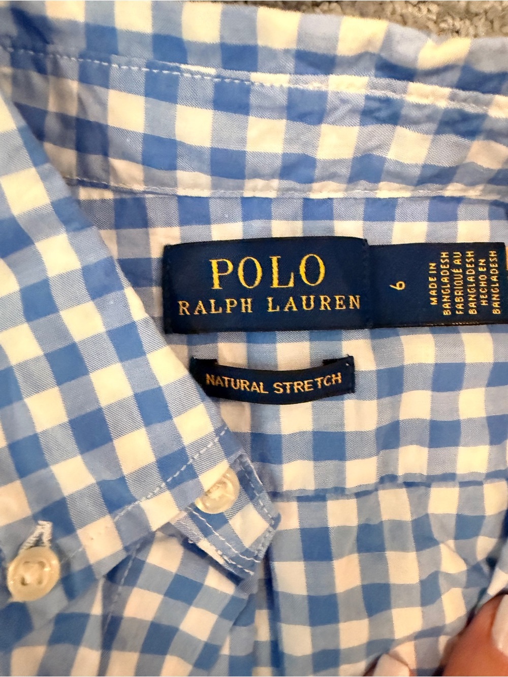 Ralph Lauren Boys Blue and White Gingham Button-Down Shirt - Picture 2 of 2